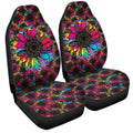 Tie Dye Leopard Sunflower Car Seat Covers Custom Car Accessories - Gearcarcover - 3