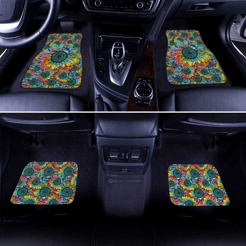 Tie Dye Sunflower Car Floor Mats Custom - Gearcarcover - 2