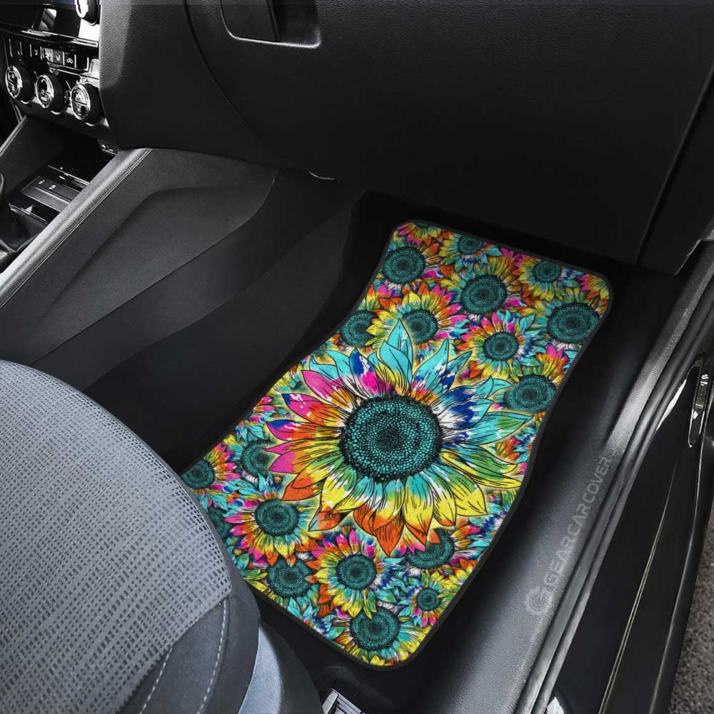 Tie Dye Sunflower Car Floor Mats Custom - Gearcarcover - 4