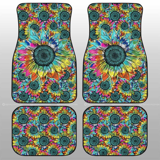 Tie Dye Sunflower Car Floor Mats Custom - Gearcarcover - 1