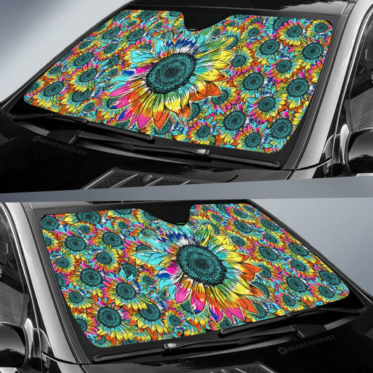 Tie Dye Sunflower Car Sunshade Custom Car Decoration - Gearcarcover - 2