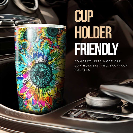 Tie Dye Sunflower Tumbler Cup Custom Car Decoration - Gearcarcover - 2