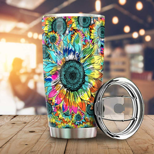 Tie Dye Sunflower Tumbler Cup Custom Car Decoration - Gearcarcover - 1