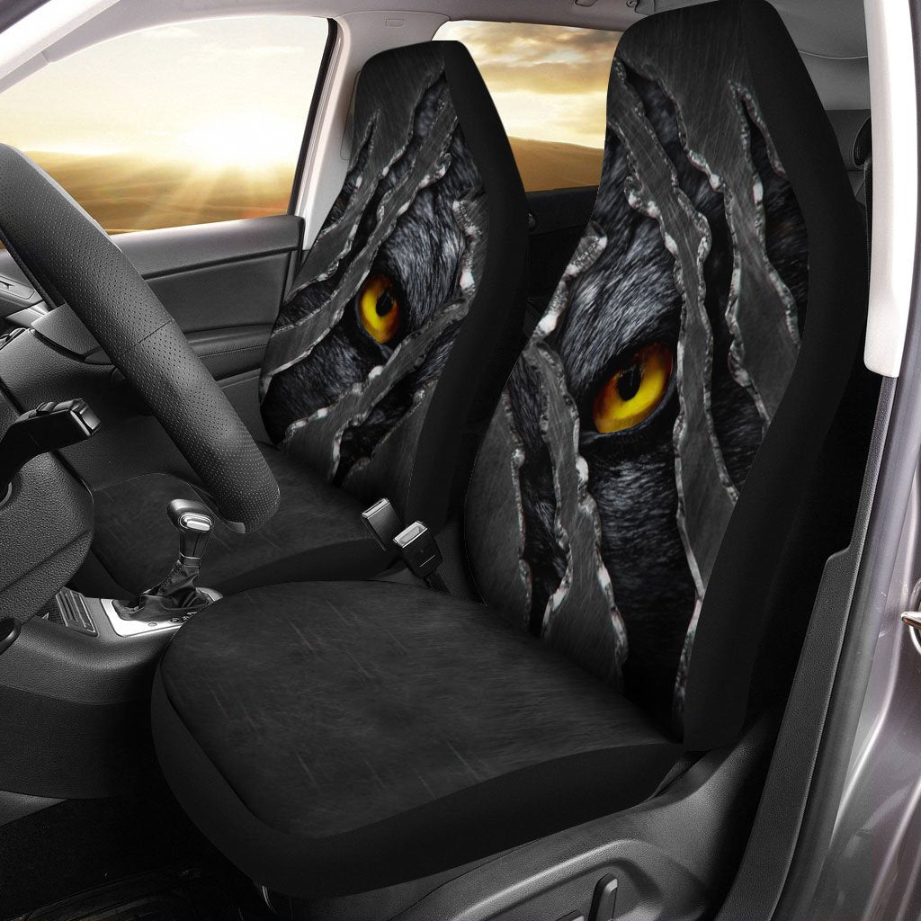 Tiger Car Seat Covers Custom Yellow Eyes Cool Car Accessories - Gearcarcover - 1