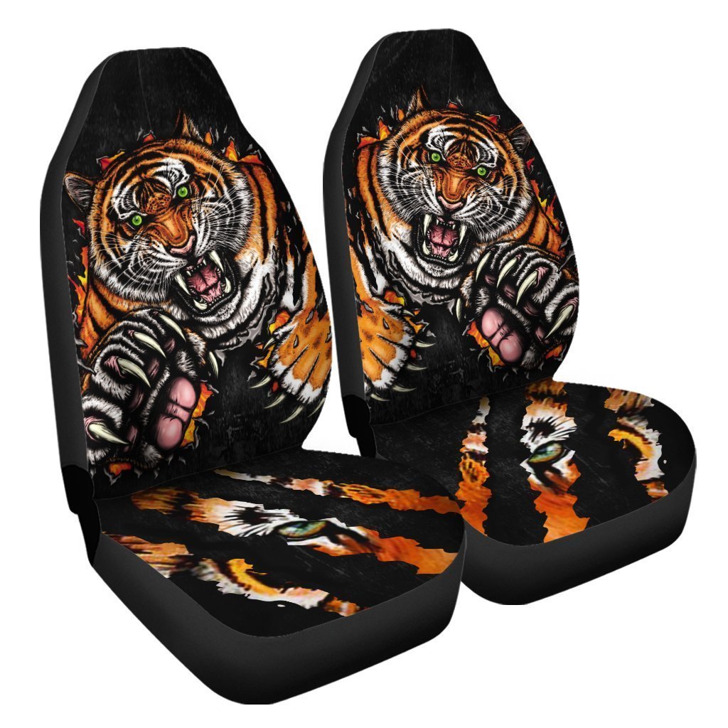 Tiger Fight Car Seat Covers Custom Wild Animal Tiger Car Accessories - Gearcarcover - 3