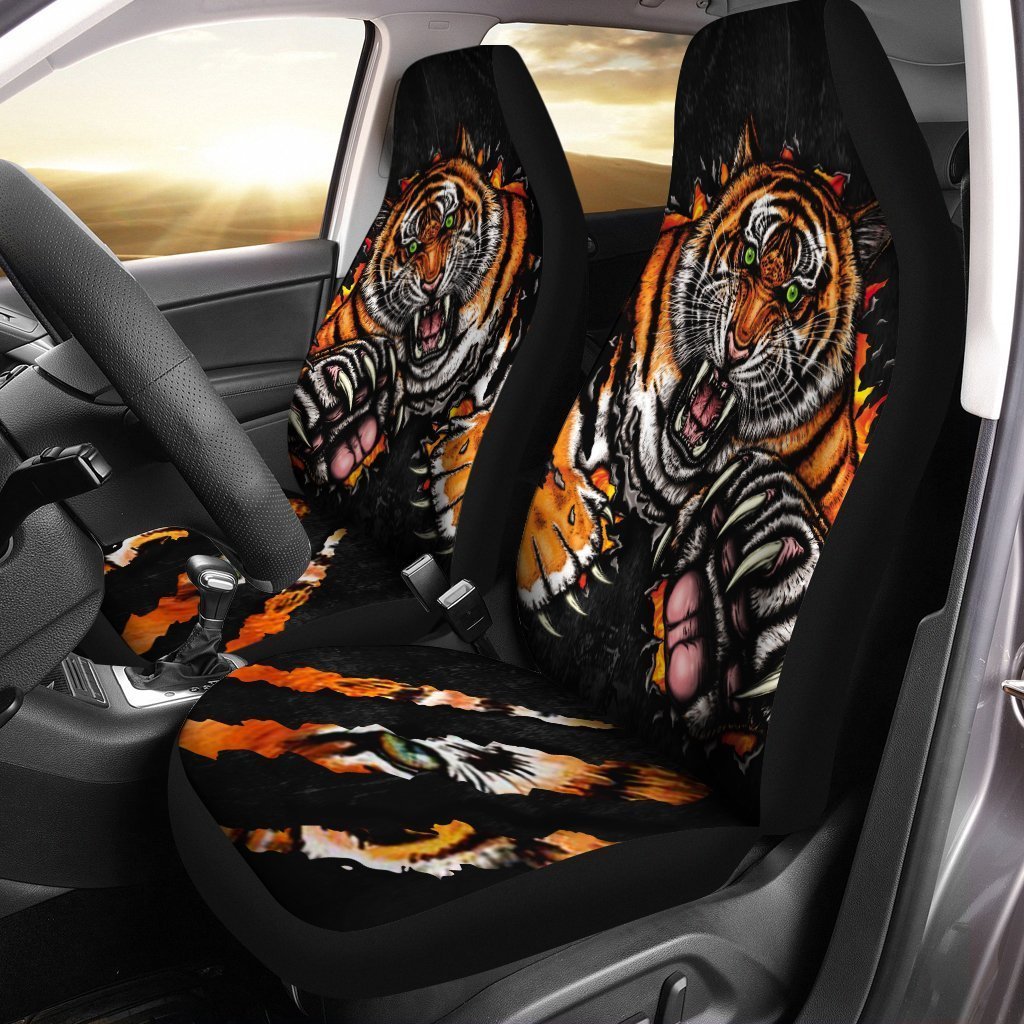Tiger Fight Car Seat Covers Custom Wild Animal Tiger Car Accessories - Gearcarcover - 1