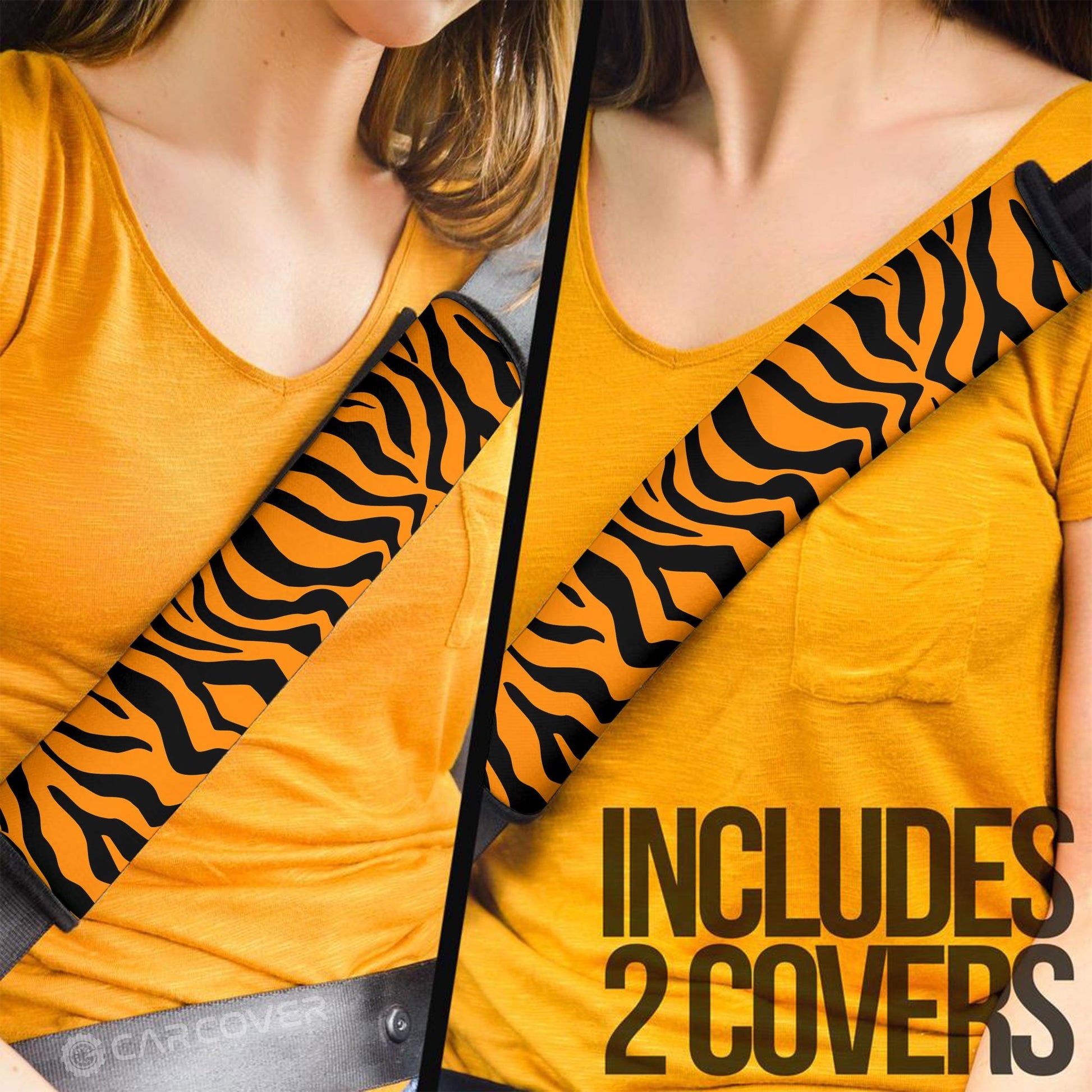 Tiger Skin Seat Belt Covers Custom Animal Skin Printed Car Interior Accessories - Gearcarcover - 2