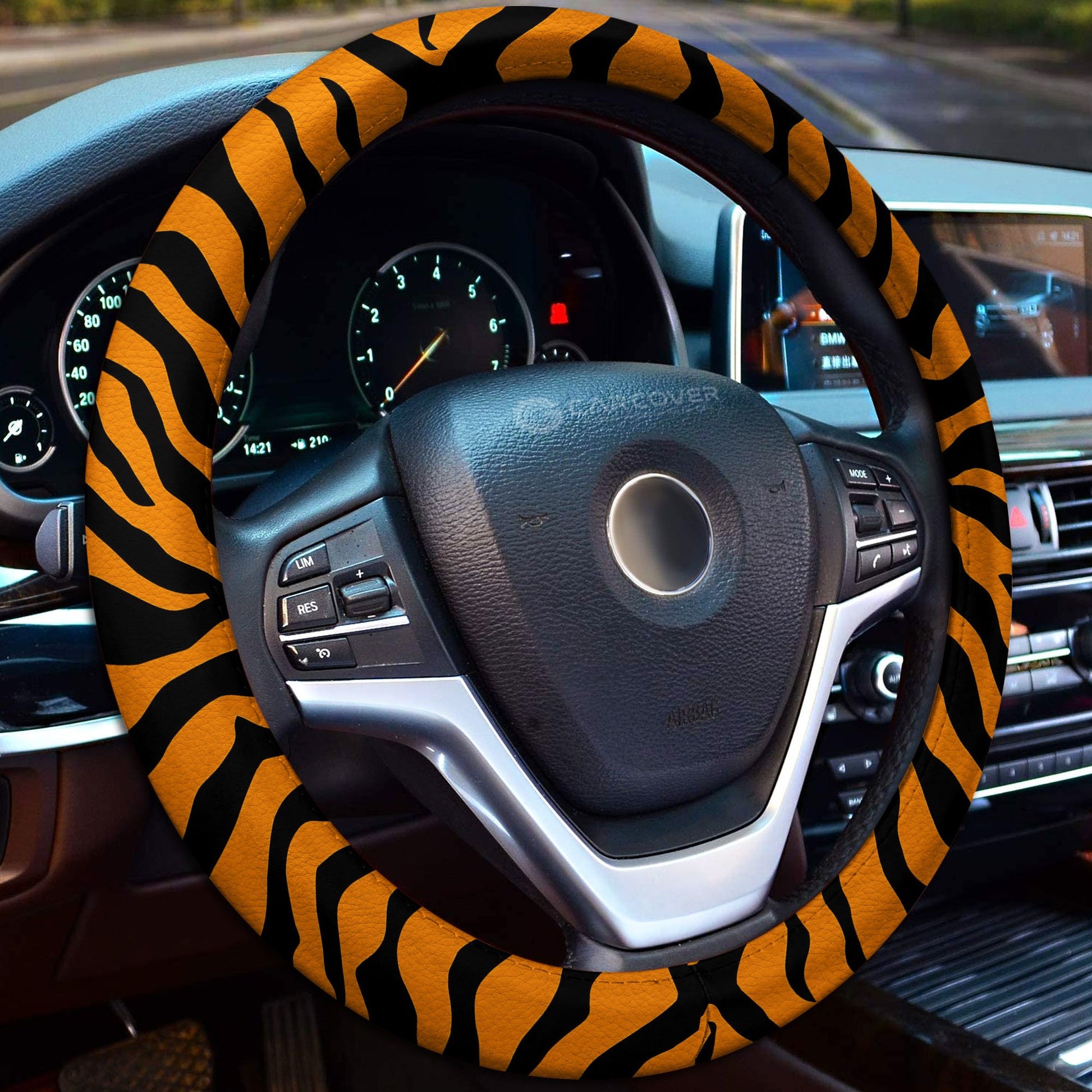 Tiger Skin Steering Wheel Cover Custom Animal Skin Printed Car Interior Accessories - Gearcarcover - 2