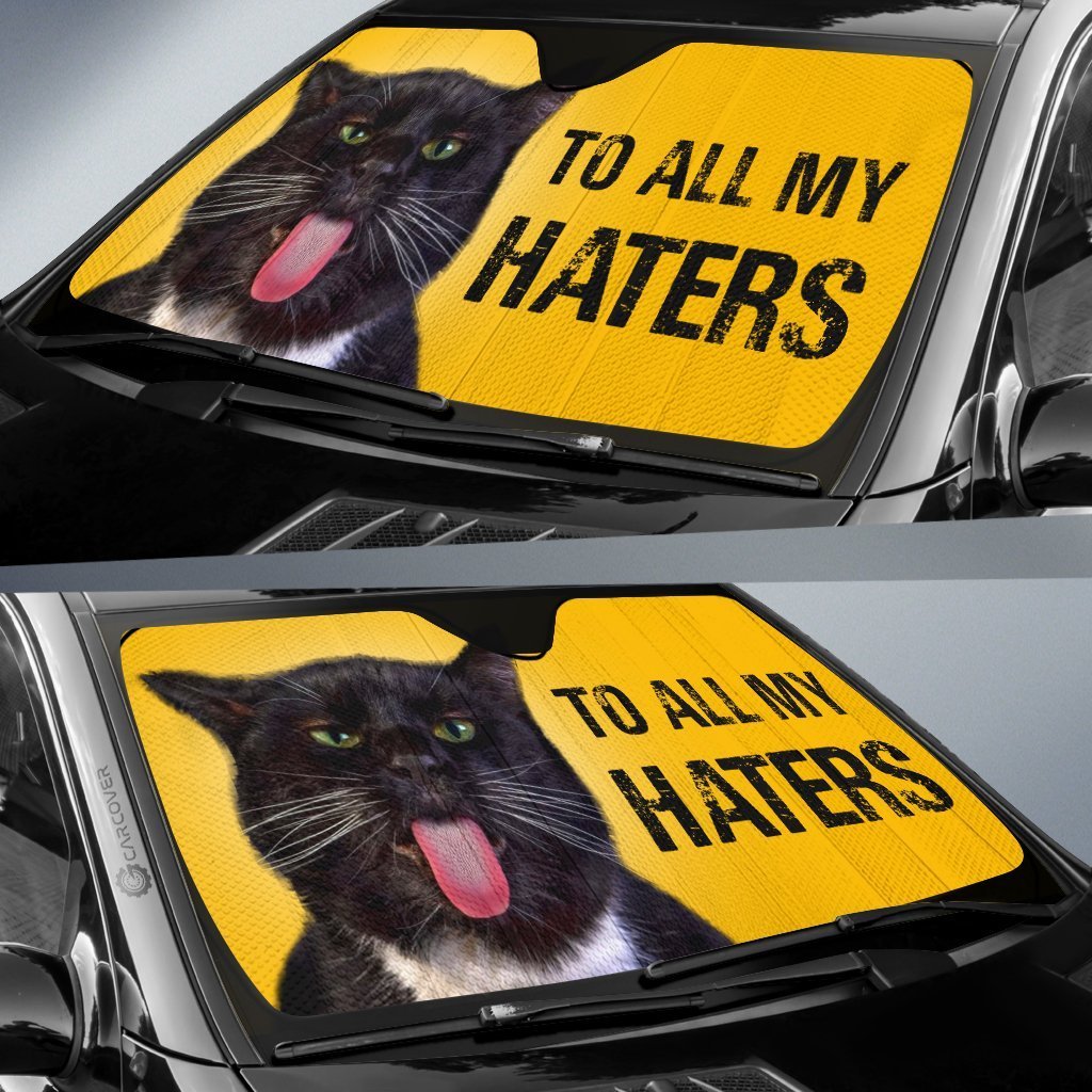 To All My Haters Black Cat Car Sunshade Custom Black Cat Car Accessories - Gearcarcover - 2