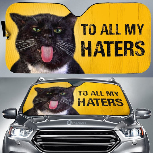To All My Haters Black Cat Car Sunshade Custom Black Cat Car Accessories - Gearcarcover - 1