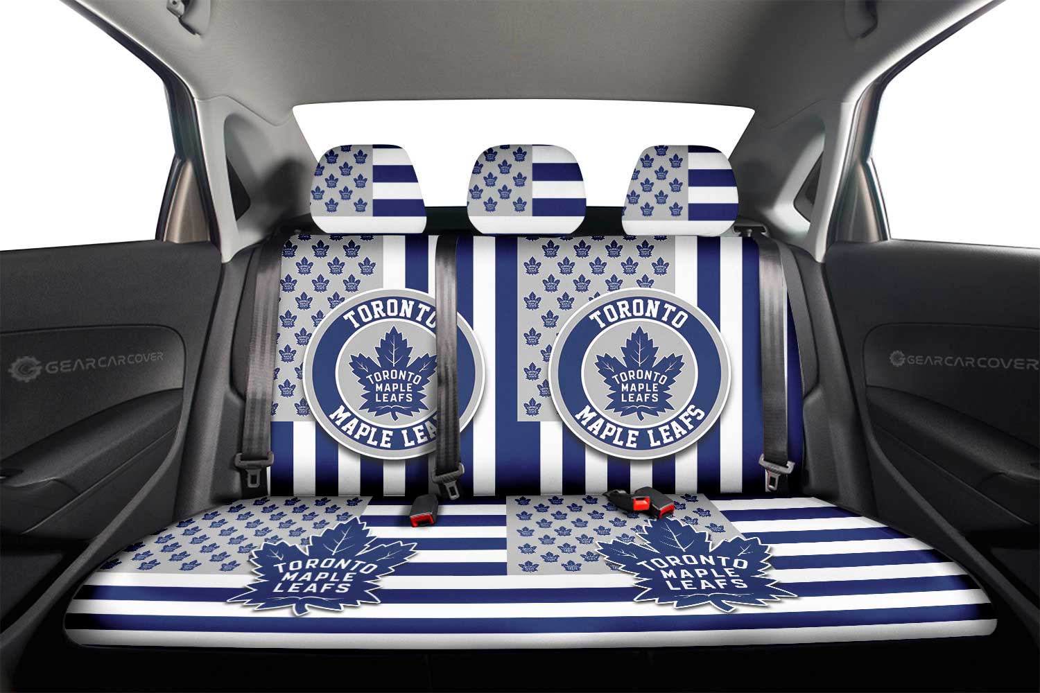 Toronto Maple Leafs Car Back Seat Cover Custom US Flag Style - Gearcarcover - 2
