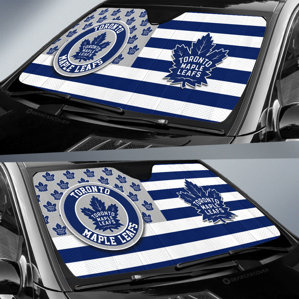 Toronto Maple Leafs Car Sunshade Custom US Flag Style - Gearcarcover - 2