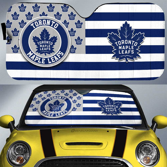 Toronto Maple Leafs Car Sunshade Custom US Flag Style - Gearcarcover - 1