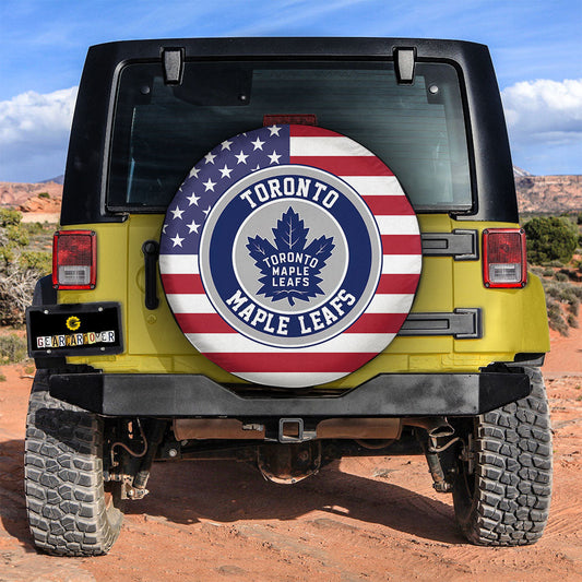 Toronto Maple Leafs Spare Tire Covers Custom US Flag Style - Gearcarcover - 2