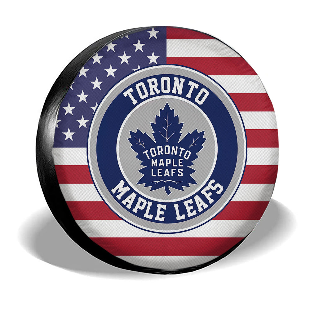 Toronto Maple Leafs Spare Tire Covers Custom US Flag Style - Gearcarcover - 3