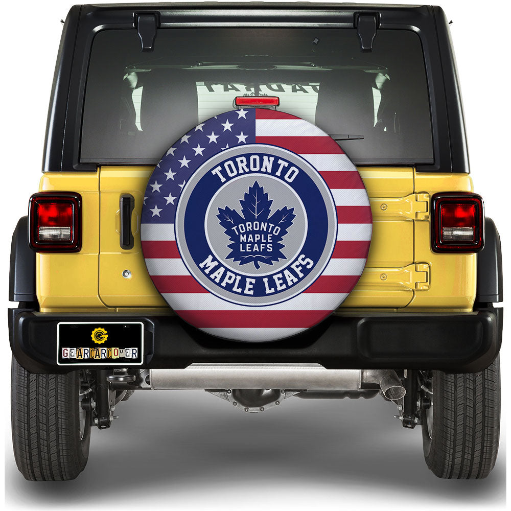 Toronto Maple Leafs Spare Tire Covers Custom US Flag Style - Gearcarcover - 1