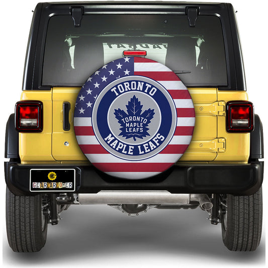 Toronto Maple Leafs Spare Tire Covers Custom US Flag Style - Gearcarcover - 1