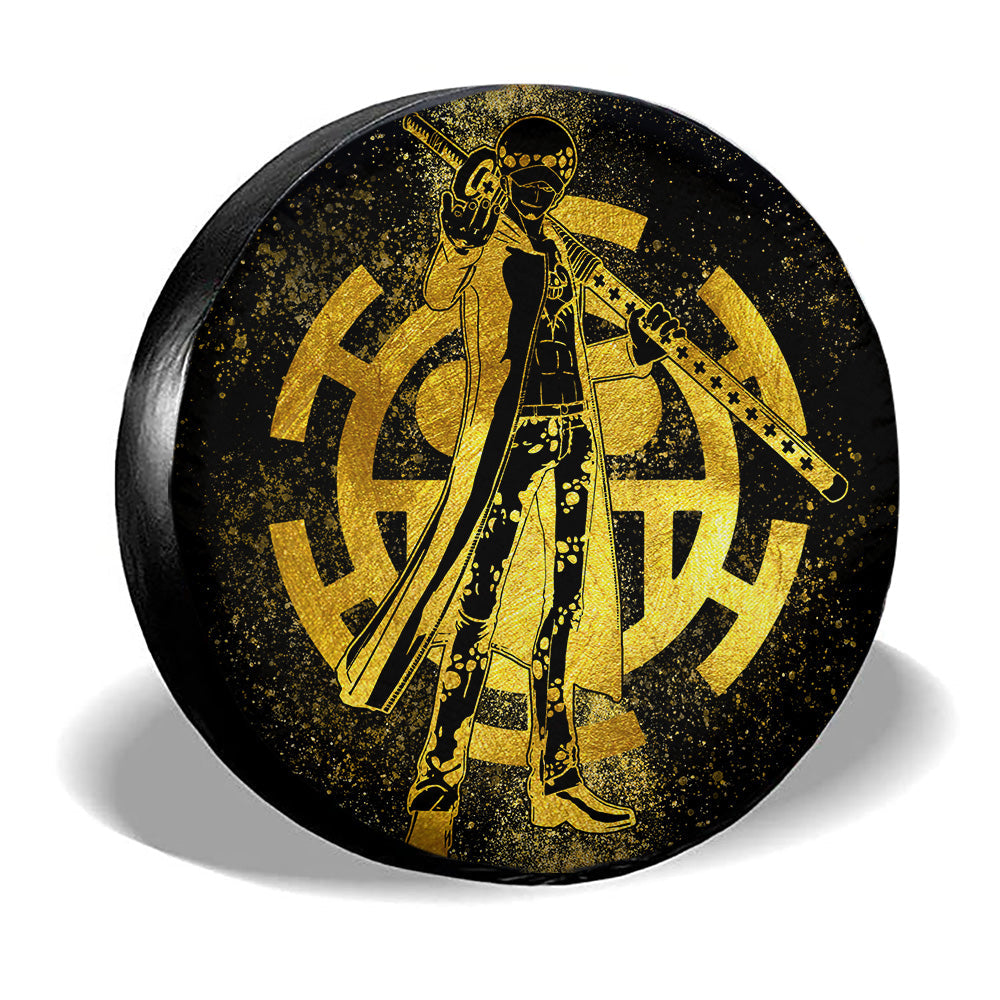 Trafalgar Law Spare Tire Cover Custom One Piece Anime Gold Silhouette Style - Gearcarcover - 3