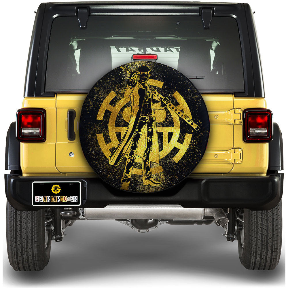 Trafalgar Law Spare Tire Cover Custom One Piece Anime Gold Silhouette Style - Gearcarcover - 1