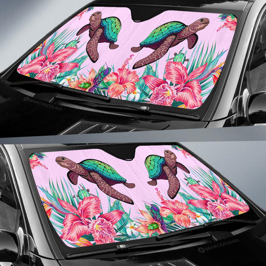 Turtle Car Sunshade Custom Beautiful Flower Car Accessories - Gearcarcover - 2