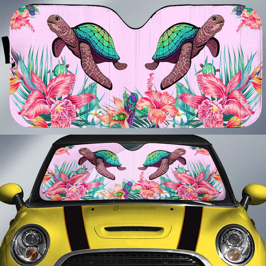 Turtle Car Sunshade Custom Beautiful Flower Car Accessories - Gearcarcover - 1