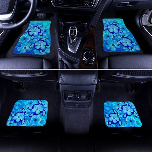 Turtle Hibiscus Car Floor Mats Custom Blue Car Accessories - Gearcarcover - 2
