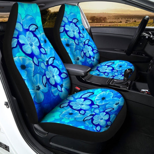 Turtle Hibiscus Car Seat Covers Custom Blue Car Accessories - Gearcarcover - 2
