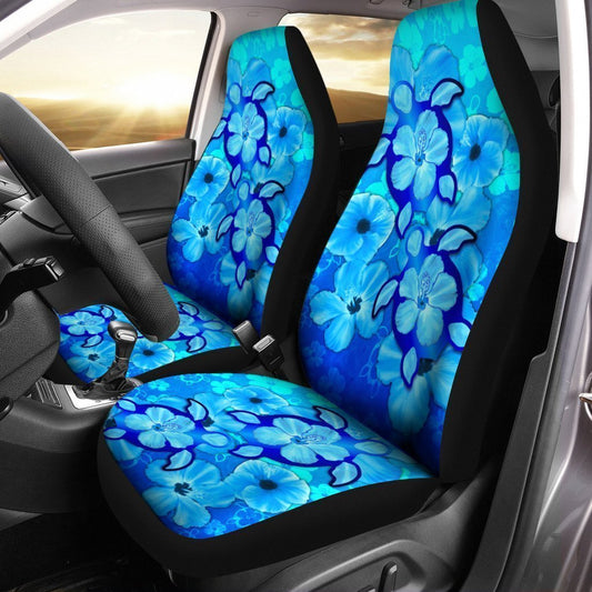 Turtle Hibiscus Car Seat Covers Custom Blue Car Accessories - Gearcarcover - 1