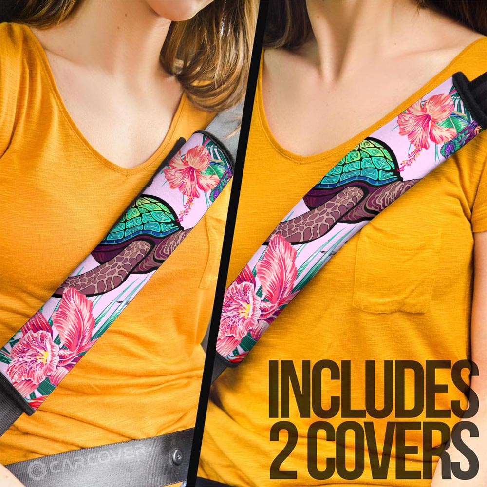 Turtle Seat Belt Covers Custom Beautiful Flower Car Accessories - Gearcarcover - 3