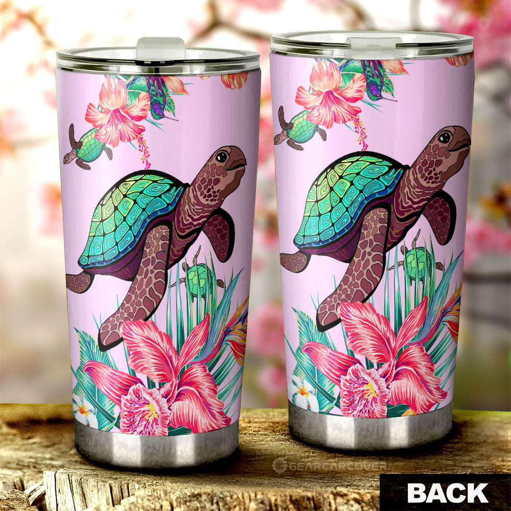 Turtle Tumbler Custom Beautiful Flower Car Accessories - Gearcarcover - 3