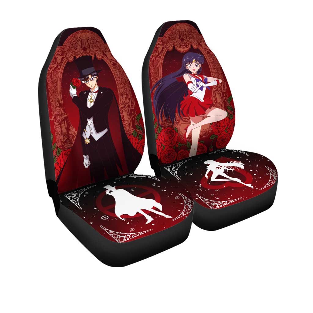 Tuxedo Mask and Sailor Mars Car Seat Covers Custom Anime Car Accessories - Gearcarcover - 3