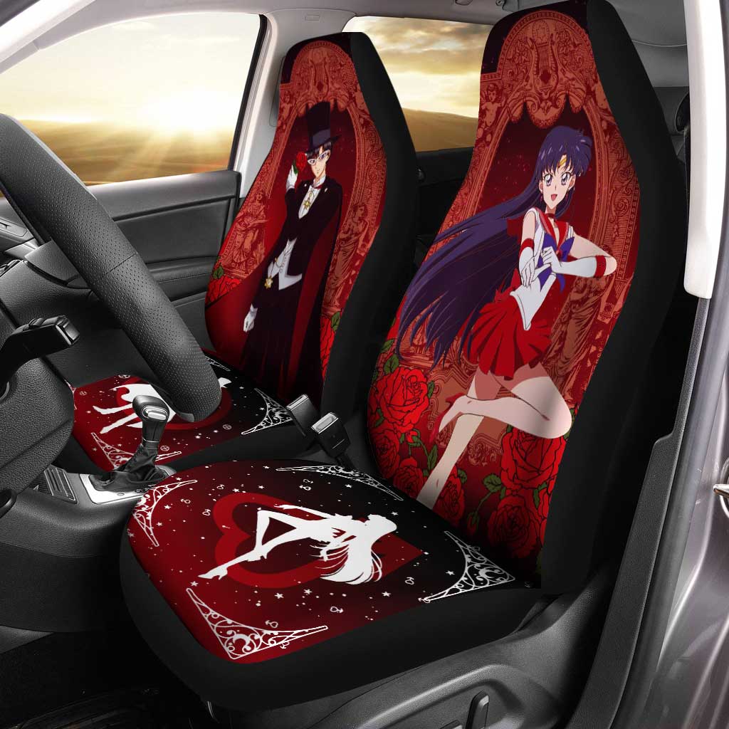 Tuxedo Mask and Sailor Mars Car Seat Covers Custom Anime Car Accessories - Gearcarcover - 1
