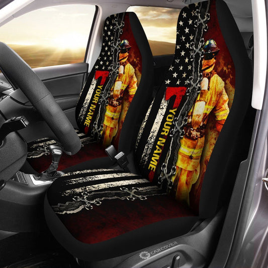 US Fireman Car Seat Covers Custom Name Firefighter Car Accessories - Gearcarcover - 2