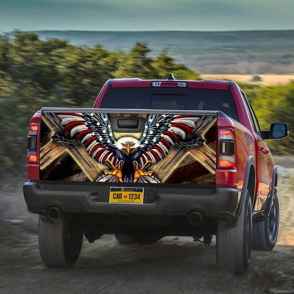 US Flag Bald Eagle Truck Tailgate Decal Custom Patriotic Car Accessories - Gearcarcover - 3