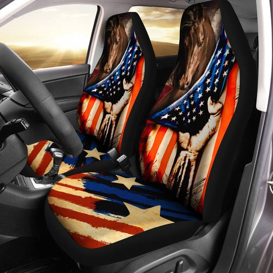 US Flag Horse Car Seat Covers Custom Patriotic Car Accessories - Gearcarcover - 2
