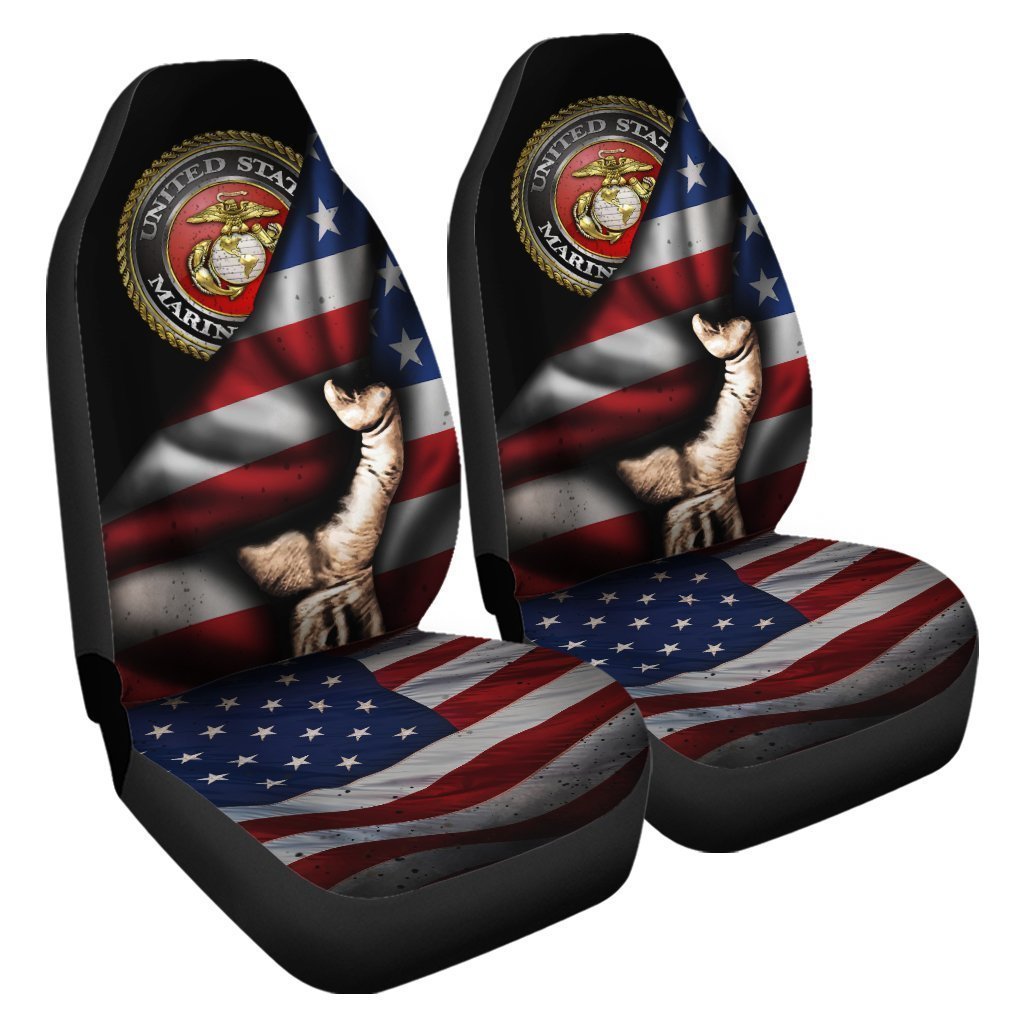 US Marine Corps Car Seat Covers Custom American Flag Best Idea Car Accessories - Gearcarcover - 3