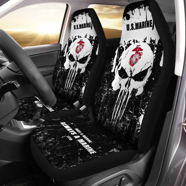 Gearider Car Seat Front Cover, 2pcs Gray Gothic Punk Skull Printed