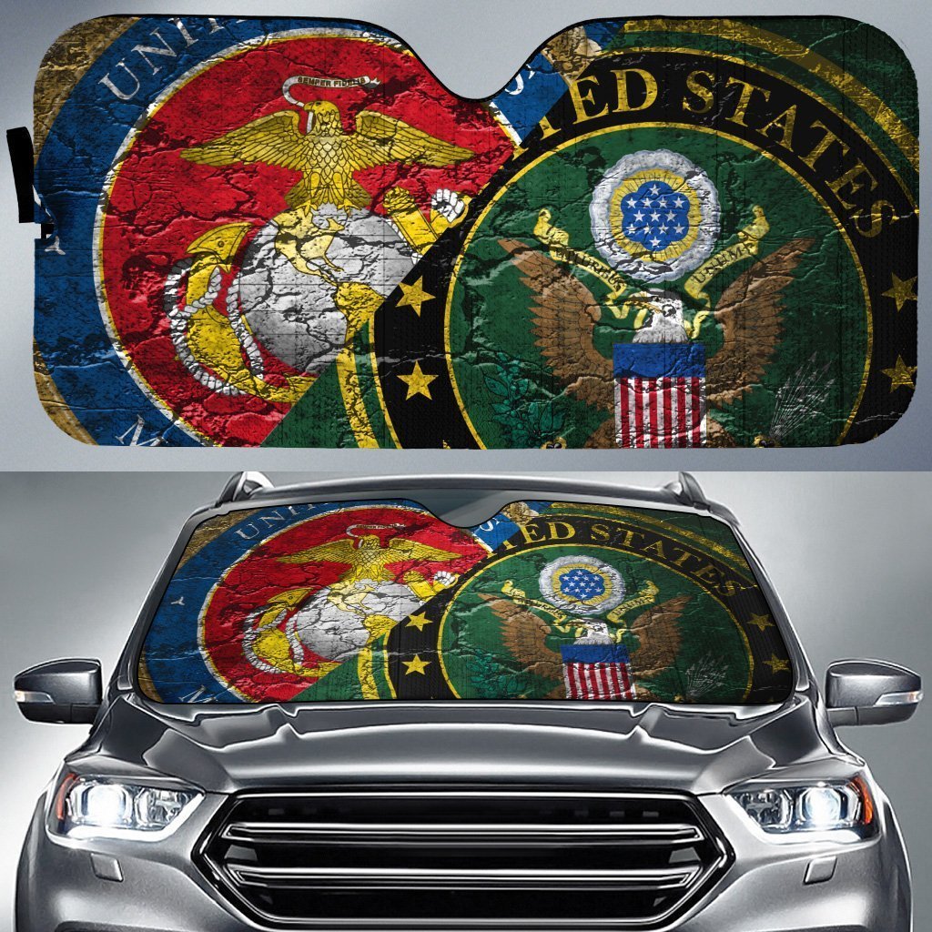 US Marine Corps Car Sunshade Custom US Army Car Accessories - Gearcarcover - 1