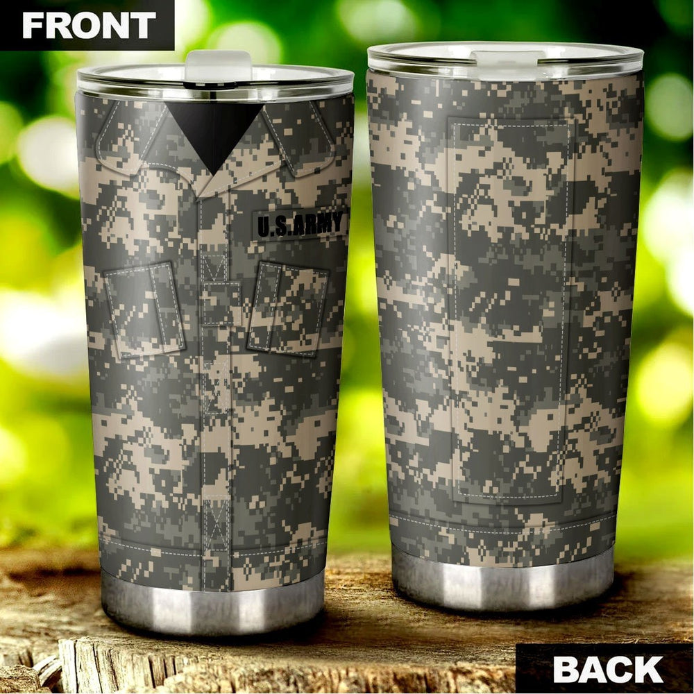 US Military Uniform Personalized Tumbler Stainless Steel Vacuum Insulated 20oz - Gearcarcover - 4