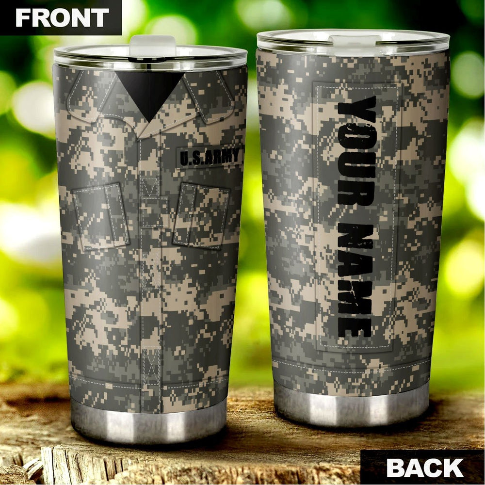 US Military Uniform Personalized Tumbler Stainless Steel Vacuum Insulated 20oz - Gearcarcover - 1