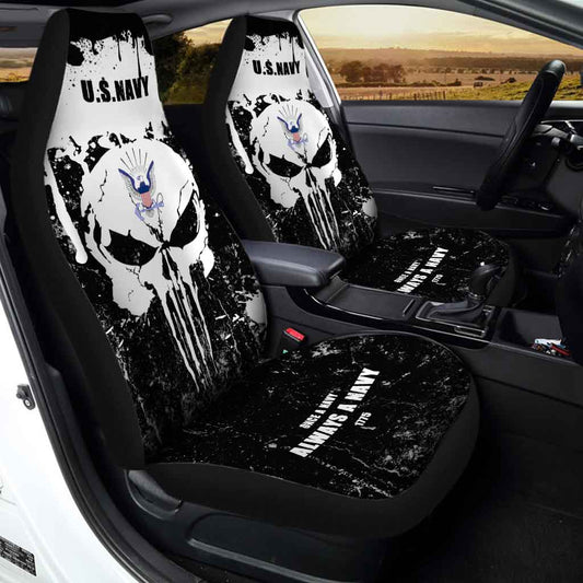US Navy Skull Car Seat Covers Custom USN Army Car Accessories - Gearcarcover - 2