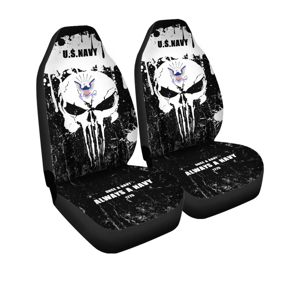 US Navy Skull Car Seat Covers Custom USN Army Car Accessories - Gearcarcover - 3