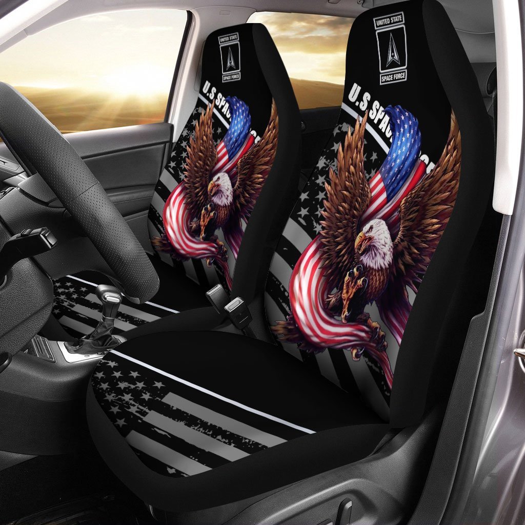 US Space Force Car Seat Cover Custom Bald Eagle US Flag Car Interior Accessories - Gearcarcover - 3