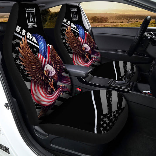 US Space Force Car Seat Cover Custom Bald Eagle US Flag Car Interior Accessories - Gearcarcover - 1