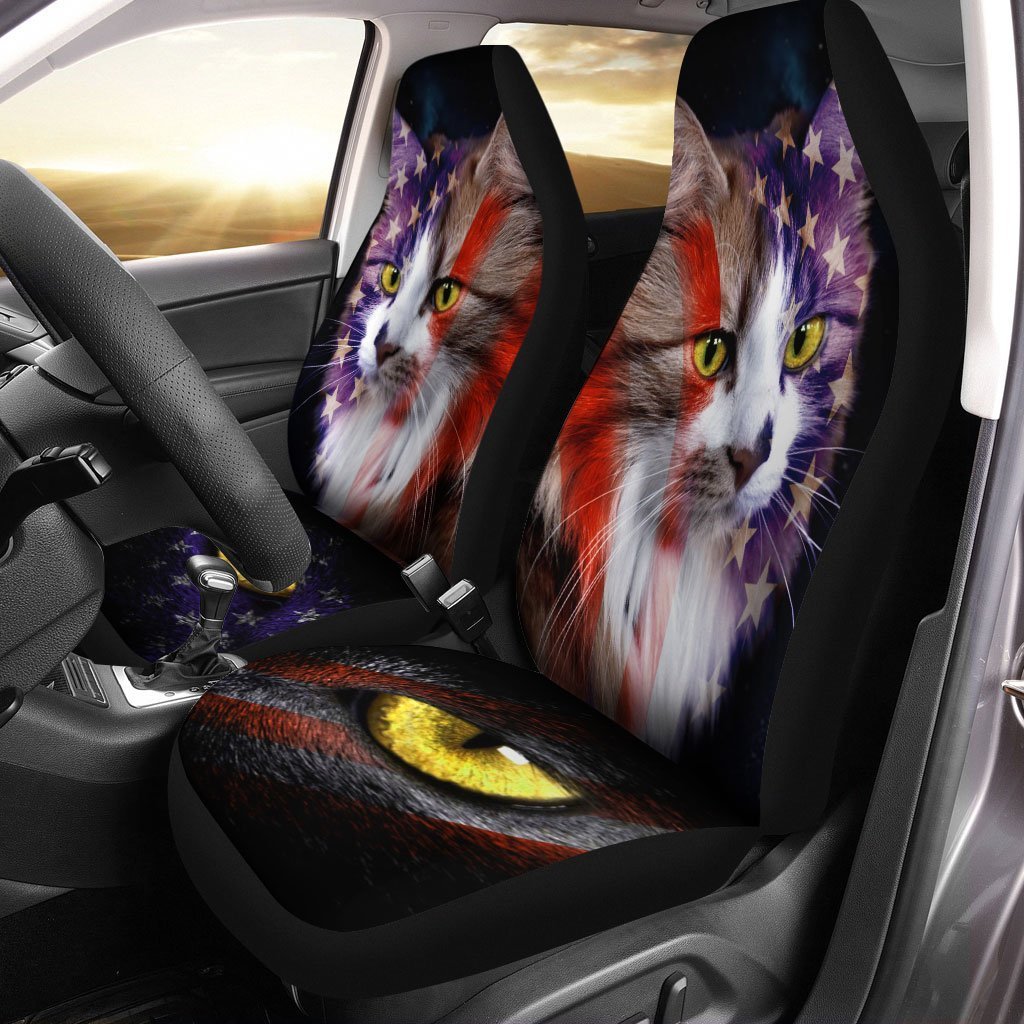 USA Flag Cat Car Seat Covers Custom American Flag Car Accessories - Gearcarcover - 2