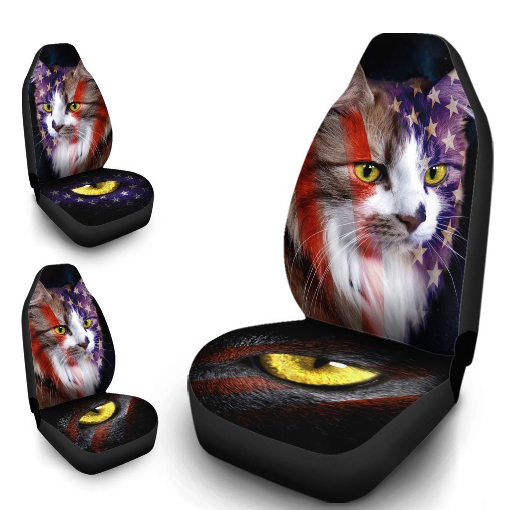 USA Flag Cat Car Seat Covers Custom American Flag Car Accessories - Gearcarcover - 1