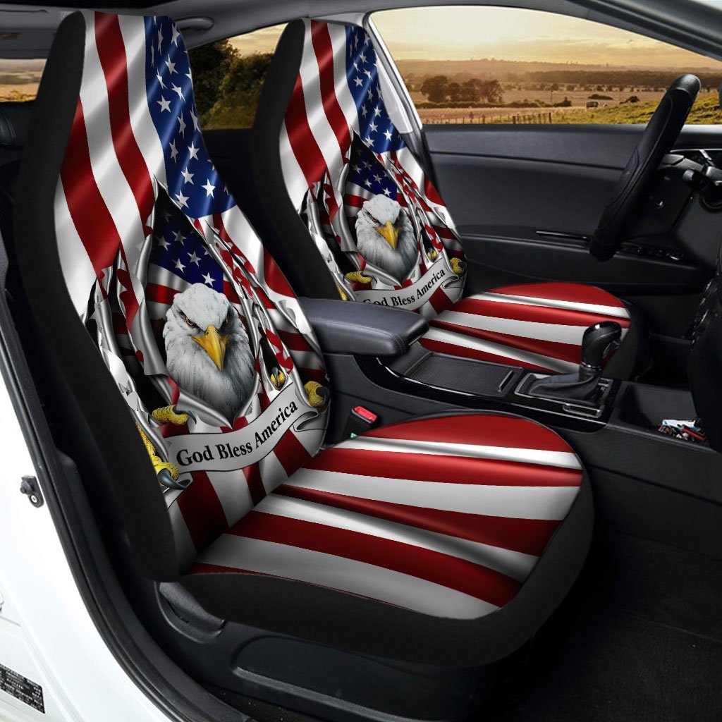 USA Flag Eagle Car Seat Covers Custom God Bless America Car Accessories - Gearcarcover - 2