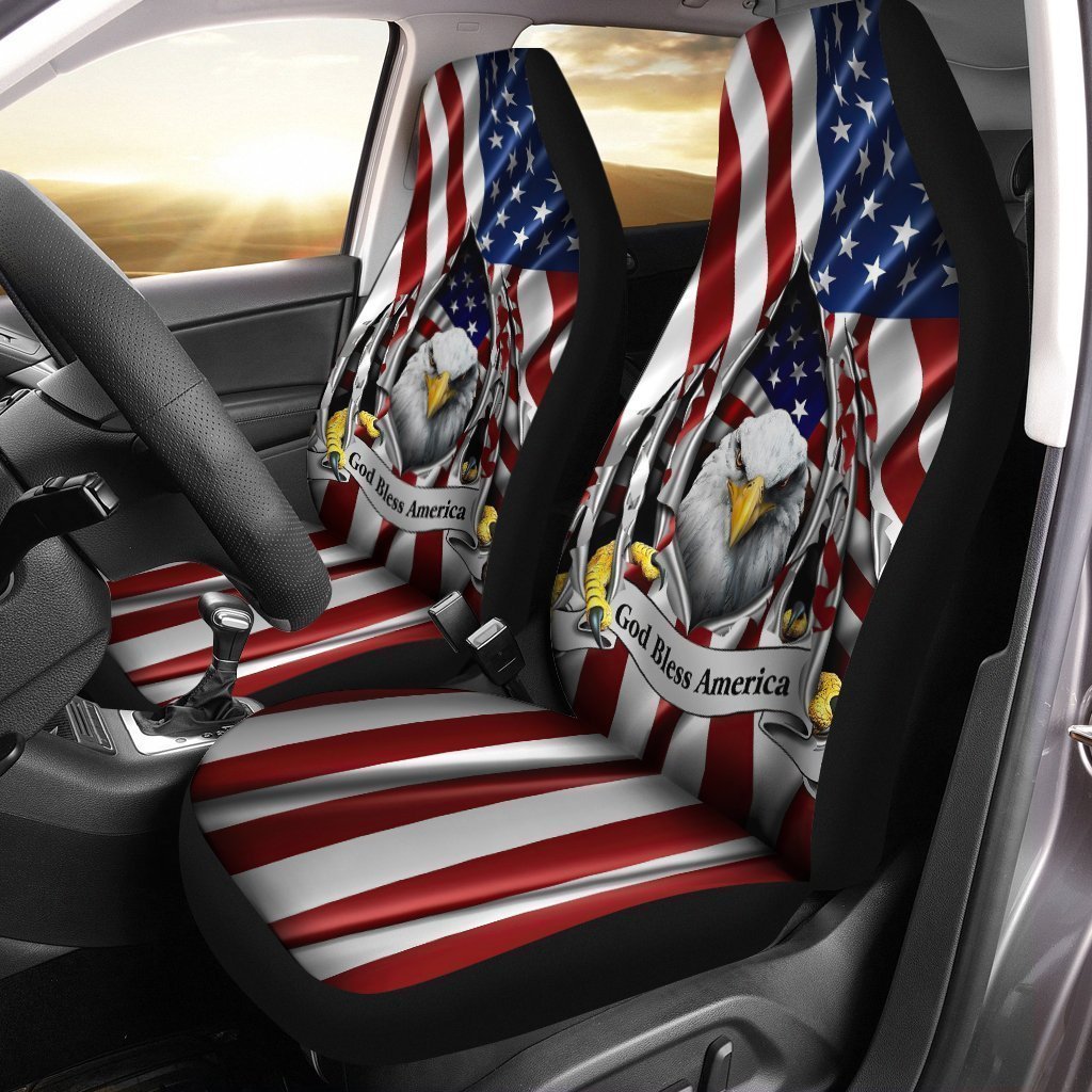 USA Flag Eagle Car Seat Covers Custom God Bless America Car Accessories - Gearcarcover - 1