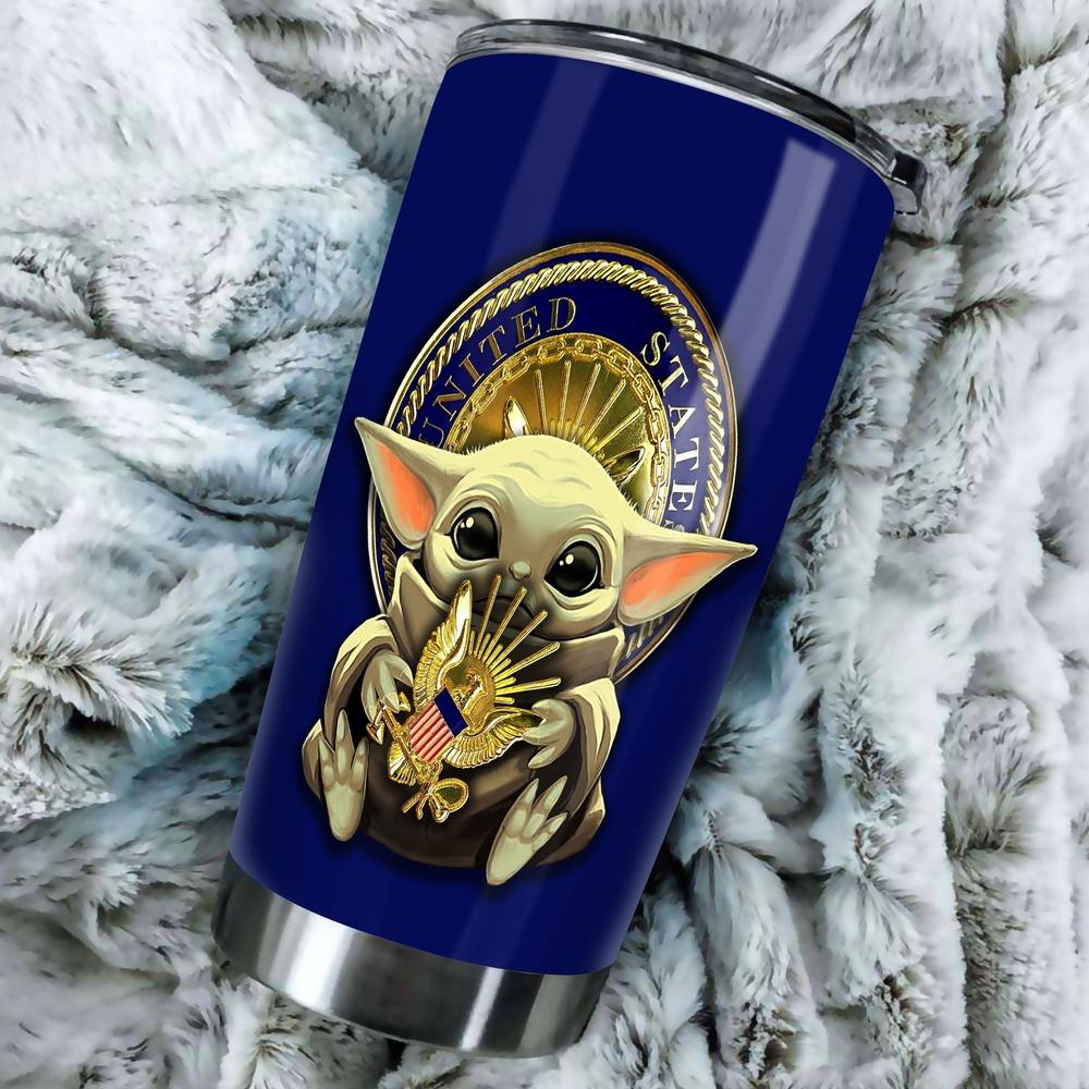 USN Tumbler Cup Baby Yoda U.S Navy Stainless Steel - Gearcarcover - 3