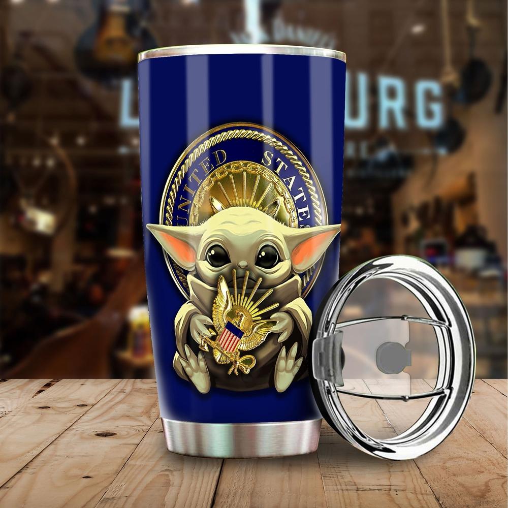 USN Tumbler Cup Baby Yoda U.S Navy Stainless Steel - Gearcarcover - 1